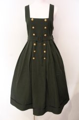 Amavel / Secret Schoolミドル丈ジャンパースカート  グリーン O-25-08-11-013-CA-SK-IG-OS