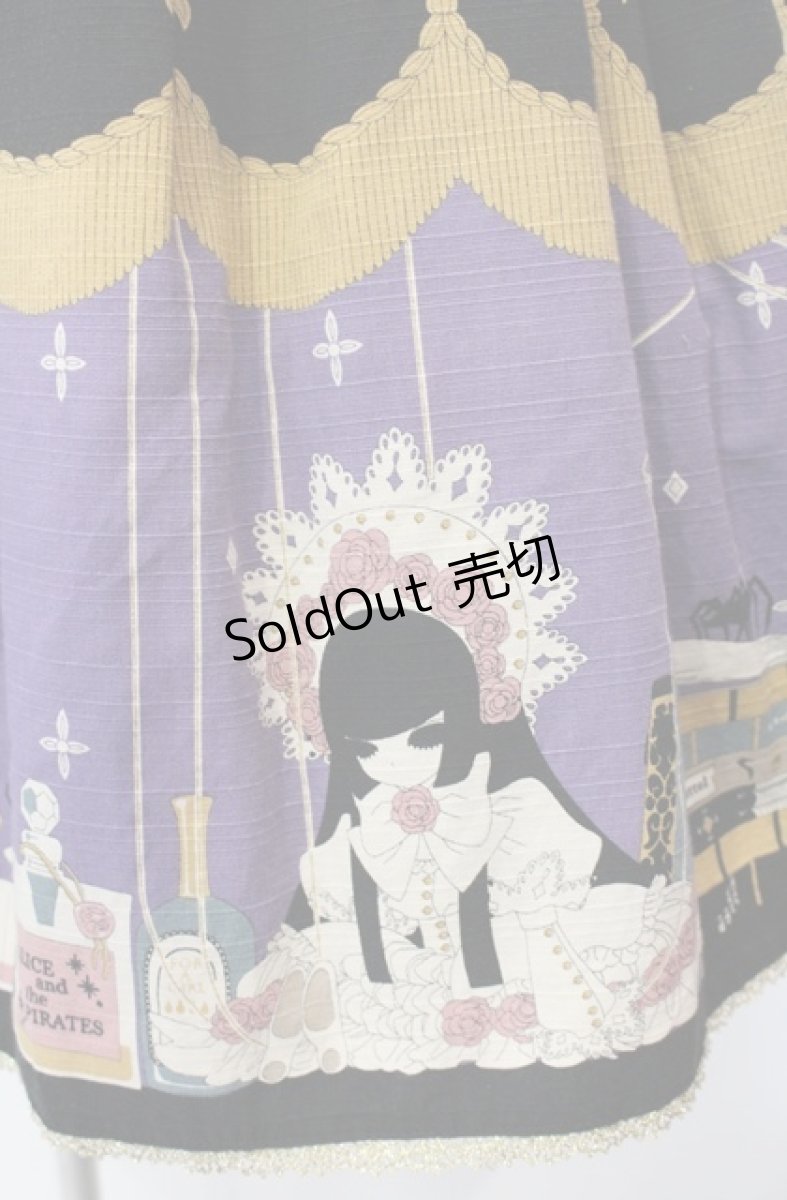 画像3: ALICE and the PIRATES / Marionette in my closet room柄 ジャンパースカートI  ノワール O-25-08-11-017-PA-OP-OW-OS (3)