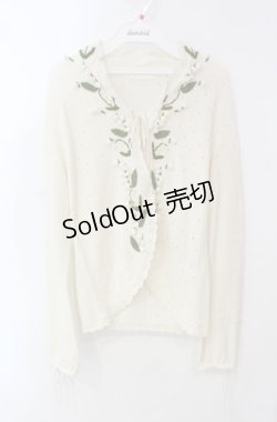 画像1: PINK HOUSE / すずらんモチーフ使いニットボレロ  アイボリー O-25-08-13-001-LO-TO-OW-OS