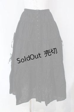 画像1: PINK HOUSE / サイドリボン刺繍スカート  クロ O-25-08-13-042-LO-SK-IG-OS