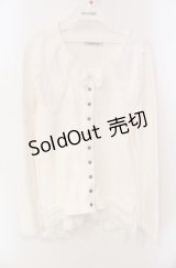 KANEKO ISAO / ピンタック襟付きカーディガン  シロ O-25-08-13-006-EL-TO-OW-OS