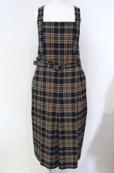 Jane Marple / British check サロペットドレス  ネイビー×ベージュ O-25-08-13-053-JM-OP-IG-OS