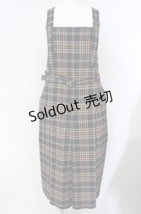 Jane Marple / British check サロペットドレス  ネイビー×ベージュ O-25-08-13-053-JM-OP-IG-OS
