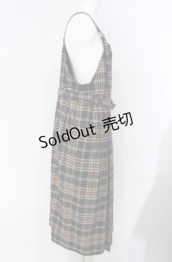 画像2: Jane Marple / British check サロペットドレス  ネイビー×ベージュ O-25-08-13-053-JM-OP-IG-OS