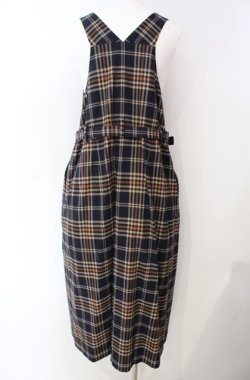 画像3: Jane Marple / British check サロペットドレス  ネイビー×ベージュ O-25-08-13-053-JM-OP-IG-OS