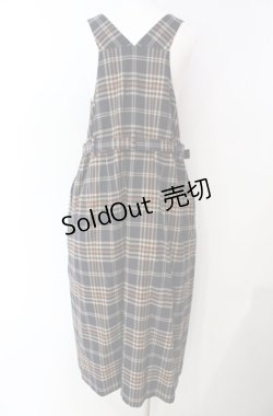 画像3: Jane Marple / British check サロペットドレス  ネイビー×ベージュ O-25-08-13-053-JM-OP-IG-OS