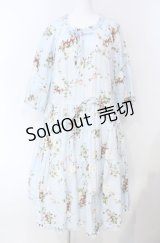 PINK HOUSE / 野いちごの森プリントミディワンピース  サックス O-25-08-13-056-LO-OP-IG-ZI