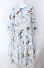 画像1: PINK HOUSE / 野いちごの森プリントミディワンピース  サックス O-25-08-13-056-LO-OP-IG-ZI (1)