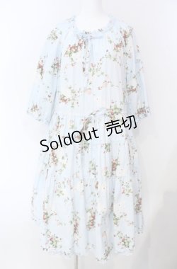 画像1: PINK HOUSE / 野いちごの森プリントミディワンピース  サックス O-25-08-13-056-LO-OP-IG-ZI