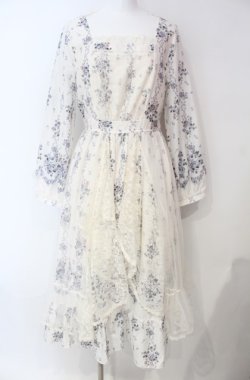 画像1: axes femme / ラッフルフリルレース花柄ワンピース M キナリ O-25-08-13-067-AX-OP-OW-OS