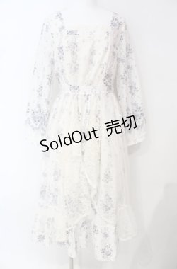 画像1: axes femme / ラッフルフリルレース花柄ワンピース M キナリ O-25-08-13-067-AX-OP-OW-OS