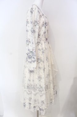 画像3: axes femme / ラッフルフリルレース花柄ワンピース M キナリ O-25-08-13-067-AX-OP-OW-OS