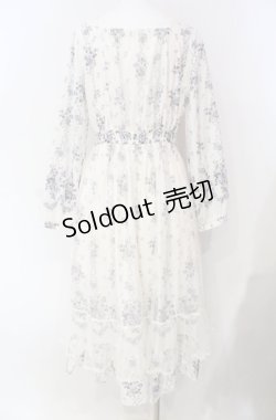 画像4: axes femme / ラッフルフリルレース花柄ワンピース M キナリ O-25-08-13-067-AX-OP-OW-OS
