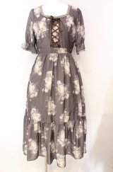 axes femme / ミルフィーユローズ柄ワンピース M ブラウン O-25-08-13-068-AX-OP-OW-OS