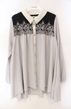 画像1: axes femme / ヨーク刺繍イレヘムチュニック M グレー O-25-08-13-072-AX-TO-OW-OS
