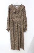 axes femme POETIQUE / ラッフルフリル襟ロングワンピース M ブラウン O-25-08-13-074-AX-OP-OW-OS