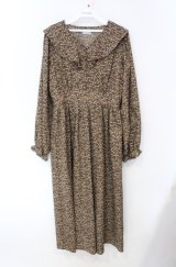 axes femme POETIQUE / ラッフルフリル襟ロングワンピース M ブラウン O-25-08-13-074-AX-OP-OW-OS