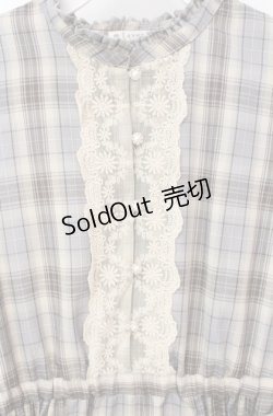 画像2: axes femme / プリーツ切替チェック柄ワンピース M サックス系 O-25-08-13-075-AX-OP-OW-OS