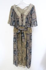 画像1: axes femme / フルーツアート柄ワンピース M ベージュ系 O-25-08-13-076-AX-OP-OW-ZT086 (1)