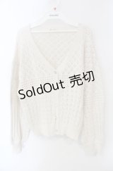axes femme / 透かし編みニットカーディガン F キナリ O-25-08-13-083-AX-TO-OW-OS