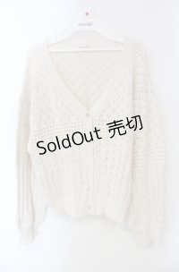 axes femme / 透かし編みニットカーディガン F キナリ O-25-08-13-083-AX-TO-OW-OS
