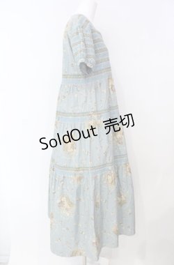 画像3: WONDERFUL WORLD / フラワーバスケット柄ワンピース  ブルー O-25-08-13-009-LO-OP-OW-OS