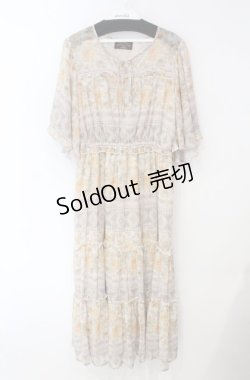 画像1: axes femme NOSTALGIE / フラワーパネル柄ワンピース F イエロー O-25-08-13-086-AX-OP-OW-OS
