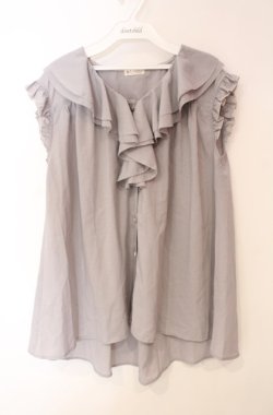画像1: axes femme / ピコミシンフリル襟ブラウス M グレー O-25-08-13-087-AX-BL-OW-OS