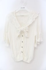axes femme / レース付け襟ニットカーディガン M キナリ O-25-08-13-089-AX-TO-OW-OS