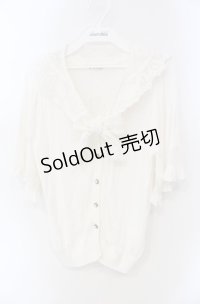 axes femme / レース付け襟ニットカーディガン M キナリ O-25-08-13-089-AX-TO-OW-ZT029