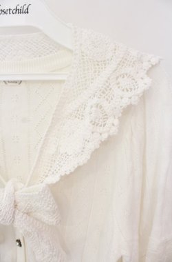 画像2: axes femme / レース付け襟ニットカーディガン M キナリ O-25-08-13-089-AX-TO-OW-OS
