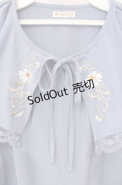 画像2: axes femme / 刺繍入ケープブラウス F サックス O-25-08-13-092-AX-BL-OW-OS