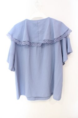 画像3: axes femme / 刺繍入ケープブラウス F サックス O-25-08-13-092-AX-BL-OW-OS