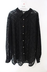 axes femme / モチーフレースシャツ F クロ O-25-08-13-094-AX-BL-OW-OS