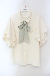 axes femme / ブーケリボン刺繍ブラウス M キナリ O-25-08-13-095-AX-BL-OW-OS