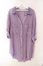 画像1: axes femme / シアースキッパーロングシャツ M ラベンダー O-25-08-13-096-AX-BL-OW-ZT038 (1)