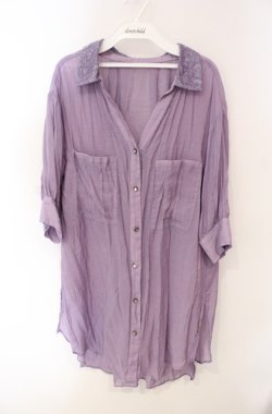 画像1: axes femme / シアースキッパーロングシャツ M ラベンダー O-25-08-13-096-AX-BL-OW-OS