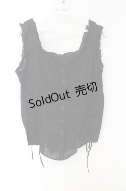 画像1: PINK HOUSE / サイドレースアップ刺繍キャミソール  クロ O-25-08-13-098-LO-TO-IG-OS