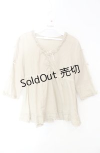 PINK HOUSE / 袖ミニリボンVネックチュニックシャツ  ベージュ O-25-08-13-099-LO-BL-IG-ZI