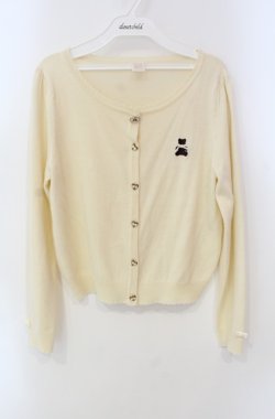 画像1: Secret Honey / クマ刺繍リボン鈕カーディガン  アイボリー O-25-08-13-016-CA-TO-YM-OS