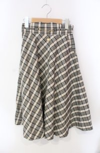 F&A / コインチェーン使いチェックフレアースカート F L/GRAY×GY O-25-08-13-023-LO-SK-YM-OS