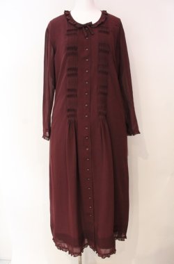 画像1: KANEKO ISAO / フロントタックワンピース  ワイン O-25-08-13-031-EL-OP-OW-OS