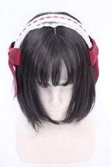 Amavel / サイドリボンレースカチューシャ  アカ×生成り O-25-08-14-001-CA-AC-IG-OS