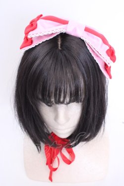 画像1: Angelic Pretty / Charming Cross Ribbonヘッドドレス  ピンク×アカ O-25-08-14-006-AP-AC-IG-OS