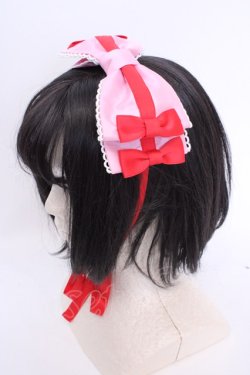 画像2: Angelic Pretty / Charming Cross Ribbonヘッドドレス  ピンク×アカ O-25-08-14-006-AP-AC-IG-OS