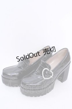 画像2: Rojita / ハートバックルハイヒールローファー XL クロ O-25-08-14-056-LO-SH-IG-ZT-K017