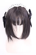 Amavel / サイドリボンレースカチューシャ  クロ×生成り O-25-08-14-002-CA-AC-IG-OS