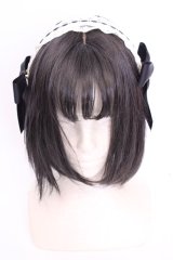 Amavel / サイドリボンレースカチューシャ  クロ×生成り O-25-08-14-002-CA-AC-IG-OS