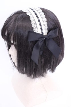 画像3: Amavel / サイドリボンレースカチューシャ  クロ×生成り O-25-08-14-002-CA-AC-IG-OS