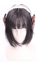 Amavel / サイドリボンレースカチューシャ  ブラウン×生成り O-25-08-14-003-CA-AC-IG-OS